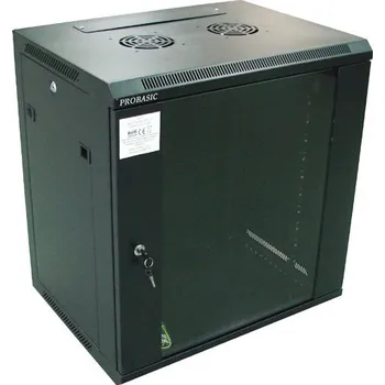 Rozvaděč SAPRO RACK 19" nástěnný ZETA 12U 600x450 RAL9004, dveře sklo k samosestavení, černý PB012845