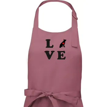 Kuchyňská zástěra Love - Německý ovčák - Dámská zástěra na vaření - Univerzální velikost ( Starorůžová )