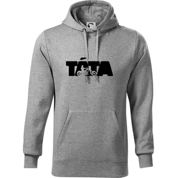 Pánská mikina Táta nápis - motorka chopper - Mikina pánská Cape s kapucí - 5XL ( Tmavě šedý melír )
