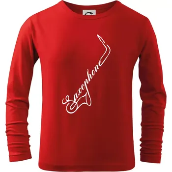 Chlapecké tričko Saxophone nápis - Triko dětské Long Sleeve - 122 cm/6 let ( Červená )