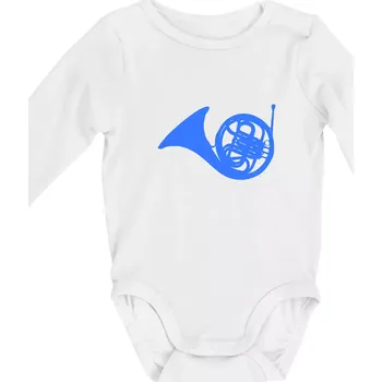 Blue French Horn - Body kojenecké s dlouhým rukávem - Dlouhý r. 3-6 měs ( Bílá )