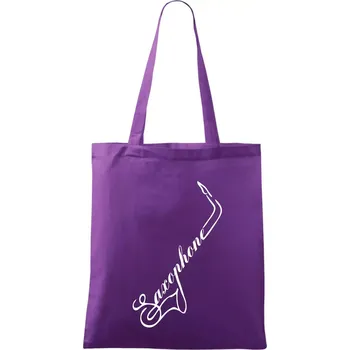 Saxophone nápis - Taška bavlněná - 42 x 38 cm ( Fialová )