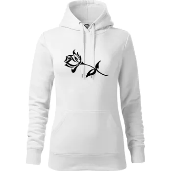 Dámská mikina Růže obrys - Mikina dámská Cape s kapucí - M ( Bílá )
