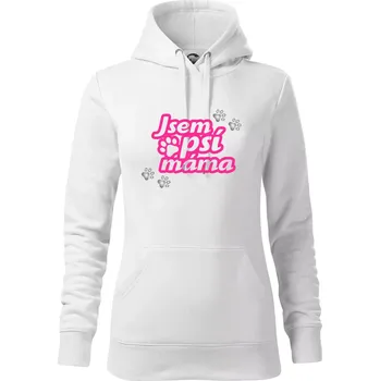 Dámská mikina Jsem psí máma - Mikina dámská Cape s kapucí - XL ( Bílá )