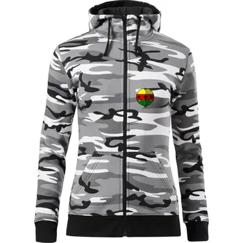 Dámská mikina Prší - Kule - prso - Dámská mikina trendy zipper s kapucí - M ( Šedý maskáč )