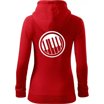 Dámská mikina Piano kruh - Dámská mikina trendy zipper s kapucí - XL ( Červená )