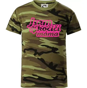 Chlapecké oblečení Jsem kočičí máma - Dětské maskáčové triko - 134 cm/8 let ( Zelený maskáč )