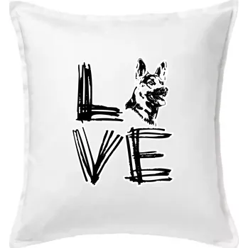 Polštář Německý ovčák love - Polštář 50x50 - 50x50 - Včetně výplně ( Bílá )