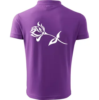 Pánská košile Růže obrys - Polokošile pánská Pique Polo 203 - 2XL ( Fialová )