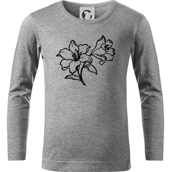 Chlapecké tričko Lilie černobílá - Triko dětské Long Sleeve - 104-110cm / 3-4 roky ( Tmavě šedý melír )