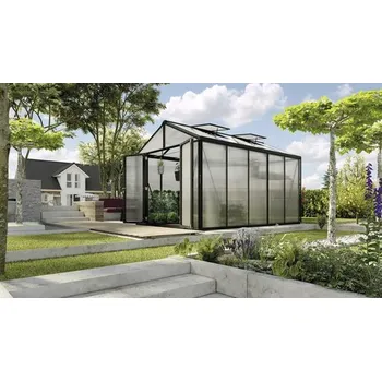 Skleník Skleník Vitavia Zeus Comfort 10000 polykarbonát 16 mm 258,4 x 390,8 cm černý vč. podlahového rámu