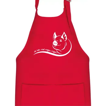 Kuchyňská zástěra Prasátko - Já tak rád rejpu, rejpu - Dětská zástěra na vaření - Univerzální velikost ( Červená )
