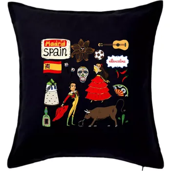 Polštář Španělské ikony - Polštář 50x50 - 50x50 - Včetně výplně ( Černá )