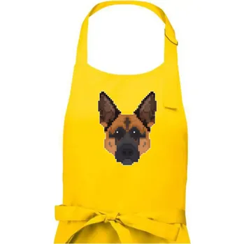 Kuchyňská zástěra Německý ovčák - Rozkostičkovaný - Pánská zástěra na vaření - Univerzální velikost ( Žlutá )