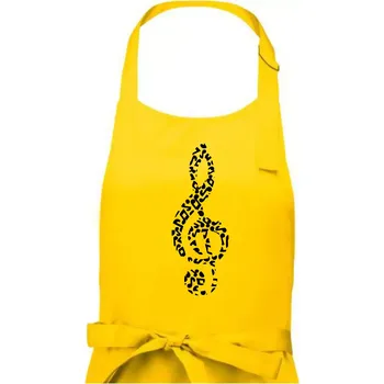 Kuchyňská zástěra Houslový klíč z not - Dámská zástěra na vaření - Univerzální velikost ( Žlutá )