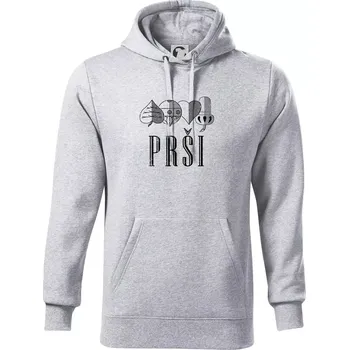 Pánská mikina Prší - nápis - Mikina pánská Cape s kapucí - 5XL ( Světlešedý Melír )