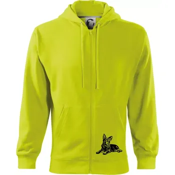Pánská mikina Německý ovčák - štěně - Mikina s kapucí na zip trendy zipper - M ( Limetková )