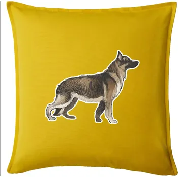 Polštář Německý ovčák - hnědý kreslený - Polštář 50x50 - 50x50 - Pouze potah ( Žlutá )