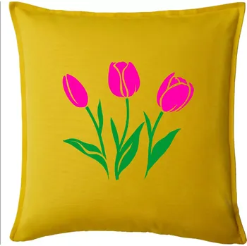 Polštář Tři tulipány - Polštář 50x50 - 50x50 - Pouze potah ( Žlutá )