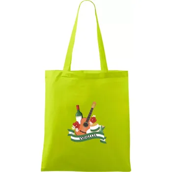 Andalucia kytara a stuha - Taška bavlněná - 42 x 38 cm ( Limetková )