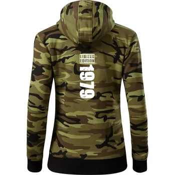 Dámská mikina Limited edition 1979 pruh - Dámská mikina trendy zipper s kapucí - XS ( Zelený maskáč )