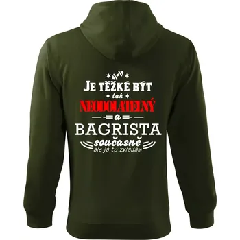Pánská mikina Je těžké být neodolatelný bagrista - Mikina s kapucí na zip trendy zipper - S ( Military )