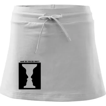 Dámská sukně What do you see first? Pohár - Obličeje - Sportovní sukně - two in one - L ( Bílá )