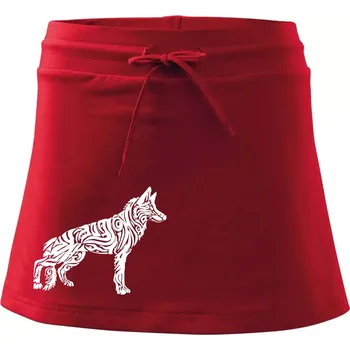 Dámská sukně Německý ovčák - tattoo - Sportovní sukně - two in one - XS ( Červená )