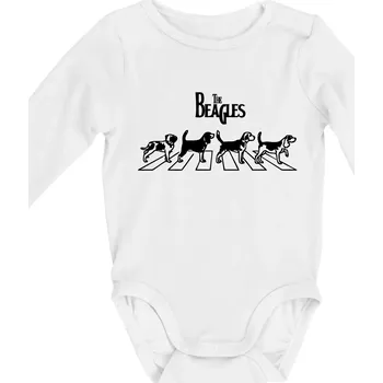 Dětská móda The Beagles - Body kojenecké s dlouhým rukávem - Dlouhý r. do 3 měs ( Bílá )