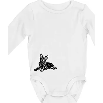 Německý ovčák - štěně - Body kojenecké s dlouhým rukávem - Dlouhý r. do 3 měs ( Bílá )
