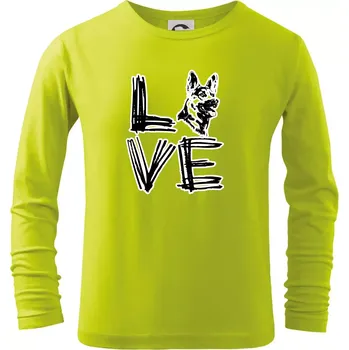 Chlapecké oblečení Německý ovčák love - Triko dětské Long Sleeve - 146 cm/10 let ( Limetková )