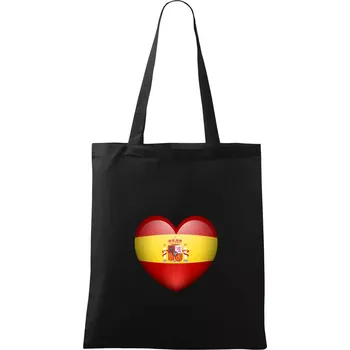 Nákupní taška Srdce Španělsko - Taška bavlněná - 42 x 38 cm ( Černá )