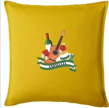 Polštář Andalucia kytara a stuha - Polštář 50x50 - 50x50 - Pouze potah ( Žlutá )