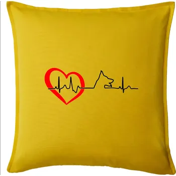 Polštář Německý ovčák ekg - Polštář 50x50 - 50x50 - Pouze potah ( Žlutá )