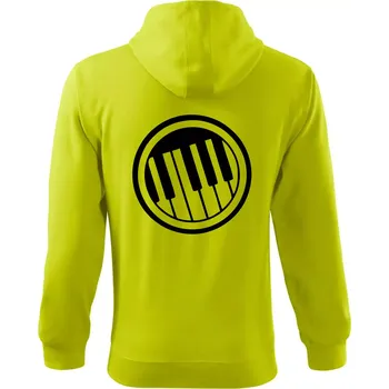 Pánská mikina Piano kruh - Mikina s kapucí na zip trendy zipper - 3XL ( Limetková )
