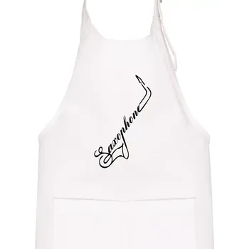 Kuchyňská zástěra Saxophone nápis - Dětská zástěra na vaření - Univerzální velikost ( Bílá )
