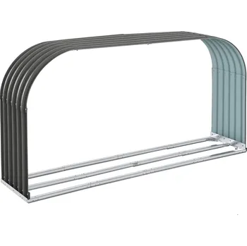 Stojan na palivové dřevo Outsunny Stojan na dřevo ke krbu Stojan na palivové dřevo 0,85 m³ Ocelová šedá 208 x 46 x 112 cm | Aosom