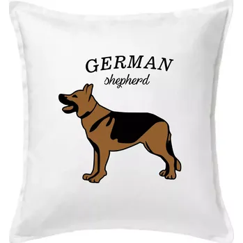 Polštář Německý ovčák - hnědý s nápisem - Polštář 50x50 - 50x50 - Pouze potah ( Bílá )