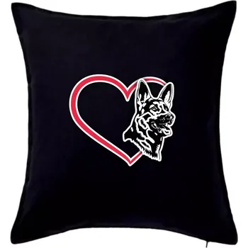 Polštář Německý ovčák v srdci - Polštář 50x50 - 50x50 - Pouze potah ( Černá )