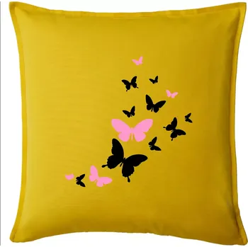 Polštář Motýli růžovo černí - Polštář 50x50 - 50x50 - Pouze potah ( Žlutá )