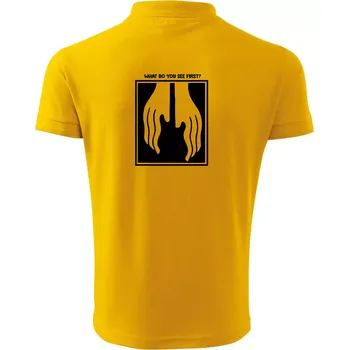 Pánská košile What do you see first? Kytara - Ruce - Polokošile pánská Pique Polo 203 - XL ( Žlutá )