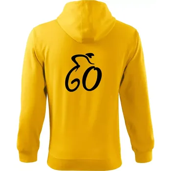 Pánská mikina Cyklista slaví šedesátku (60) - Mikina s kapucí na zip trendy zipper - S ( Žlutá )