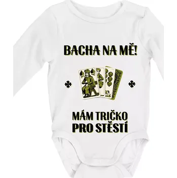 Kojenecký body Tričko pro štěstí - Prší - Body kojenecké s dlouhým rukávem - Dlouhý r. do 3 měs ( Bílá )