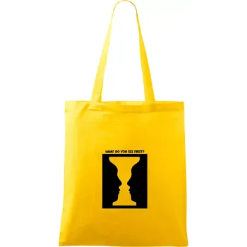 What do you see first? Pohár - Obličeje - Taška bavlněná - 42 x 38 cm ( Žlutá )
