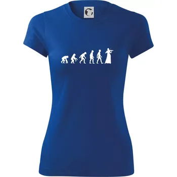 Dámské tričko Evoluce houslistka - Dámské Fantasy sportovní (dresovina) - XL ( Královská modrá )