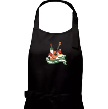 Kuchyňská zástěra Andalucia kytara a stuha - Dámská zástěra na vaření - Univerzální velikost ( Černá )