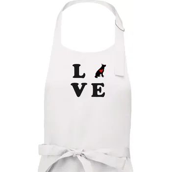 Kuchyňská zástěra Love - Německý ovčák - Dámská zástěra na vaření - Univerzální velikost ( Bílá )
