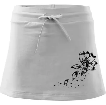 Dámská sukně Květina lístky - Sportovní sukně - two in one - S ( Bílá )