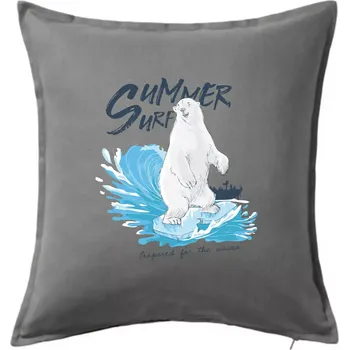 Polštář Medvěd surfař - Polštář 50x50 - 50x50 - Včetně výplně ( Tmavě šedý melír )