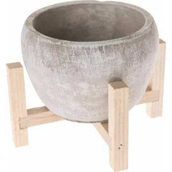 Květináč Casa de Engel Home Betonový obal na květináč v dřevěném stojanu, 0/18 Fialová UNI (2830850)